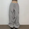 Pantalones de mujer Yoga con correa de múltiples bolsillos vestido de trabajo recto de cintura baja informal suelto para mujer bolsillos