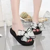 Slippers Wedges Platform Flip Flops For Woman Bohemian Style Summer Slipper With Bow Large Size Women's Footwear Chaussure Femm