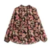 Taop Za Early Spring Product Женская модная и повседневная универсальная бархатная рубашка с v-образным вырезом и контрастным принтом 240127
