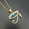 Egyptian The Eye of Horus Pendant Necklace For Women/Men Stainless Steel Evil Eyes Necklace Iced Out Bling Hip Hop Egypt Jewelry 240131
