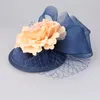 Headpieces Multiple Colors Women Wedding Satin Fascaintor Base Party Silk Flower Hats With Veil Decor Hair Accessories MYQ133