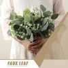 Fleurs décoratives 10 pièces, fausses feuilles d'eucalyptus, fausses feuilles vertes pour mariage, décor en plastique