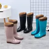Kadın Yağmur Ayakkabıları Casual PVC Velvet su geçirmez kaymaz Slip Diz-Yüksek Botlar Moda Gelgit Botas de Mujer 240202