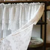 Rideau court en dentelle de coton blanc, pour porte de cuisine, Style demi-campagne, tissu fin ajouré, décorations pour la maison
