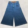 Tasche retrò Hip Hop Blu Streetwear JNCO Jeans larghi Pantaloni a gamba larga Y2K Uomo Harajuku Jeans larghi vintage Pantaloni in denim gotico 240122