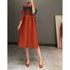 Casual Dresses EWSFV 2024 Early Spring Temperament Aging Pleat Dress Fashion Literary Retro Printing Loose Thin A Word