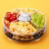 Take Out Containers Disposable Compartment Food Storage Round Plastic Salad Fruits Box With Lids