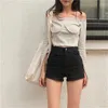 Damen Shorts Retro Side Zippe Skinny Denim Sommer Frauen Hohe Taille Schlank Elastisch Sexy Mode Jeans Lässig Allgleiches