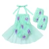 Barboteuse Tutu en fausse fourrure pour bébés filles, robe et chaussettes pour fête d'anniversaire, 240131