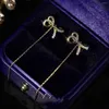 Boucles d'oreilles pendantes coréennes scintillantes avec nœud en Zircon, bijoux à longue frange pour femmes, mode mariage, cadeaux de fête