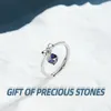 Cluster Rings Y2K S925 Sterling Silver 2024 Blue Crystal Bow Women Ring High End Light Luxury Fashion Valentine Day Girl Jewelry Gift