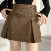 Jupes Oceanlove Y2k PU pour femmes automne hiver a-ligne solide Vintage mode coréenne Mini jupe taille haute Sexy Faldas Mujer