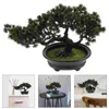 Flores decorativas falso bonsai pinheiro planta artificial em vaso simulação decoração para casa