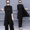 Women's Hoodies Large 200 Catty Three Piece Knitted Shirt 2024 Spring/Summer Fat Sister Fashion Wide Leg Trouser Set