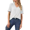 Camisetas femininas verão moda senhoras top v pescoço cor sólida casual camisa confortável e mulheres atléticas