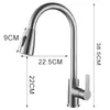 Kökskranar 1 st borstat nickelkran Enkel hål Dra ut Spout Sink Mixer Tap Stream Sprayer Head Chrome/Black Taps