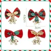 Décorations de Noël 1/12pcs Bow Tie avec Bell Mini Bowknot Ornement Couronnes d'arbre de Noël Pendentif DIY Artisanat Année Maison