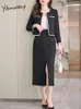 Yitimuceng White Suit Women Blazer Set Fashion Long Sleeve Business Work Wear Blazers Vintage Chic Midi Skirt Suits 240202
