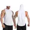 Herren-Tanktops für Frühling und Sommer, einfarbig, mit Kapuze, ärmellos, Herren-Nachthemden zum Schlafen, T-Shirt mit V-Ausschnitt, für Männer, Workout