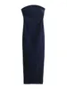 Casual Jurken TRAF Damesmode Strapless Denim Midi-jurk Vintage Rechte Hals Backless Rits Vrouwelijke Vestidos Mujer