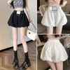 Women's Shorts Large Black For Summer A-line Flower Bud Skirt Pants Casual High Waisted Wide Leg
