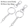 Keychains 50 Pieces Metal Swivel Clasps Lanyard Snap Hook Lobster Claw Clasp And Key Rings Keychain With 11Mm Screw Eye Pins