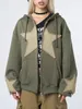 Womens Y2k Zip Up Hoodies Star Print Lange Mouw Grafische Capuchon Esthetische Oversized Jas Harajuku Streetwear 240202