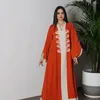 Roupas étnicas com capuz desenhar corda muçulmano hijab abaya solto manga longa abayas mulheres dubai kaftan turco modéstia robe jilbab com decote em v