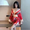 Women's Sleepwear Sexy Underwear Showa Geisha Kimono War Robe Temptation Deep V Private Room Improved Cos Nightgown Pajamas