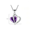 Chaînes Bijoux élégants Collier Cristaux Pendentif Coeur Pierre de naissance Chaîne de clavicule