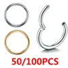 50100 stks ronde oor helix hoepel oorbellen 16g 20g roestvrij staal scharnierende segment neus piercing lichaam sieraden groothandel 616 mm 240130