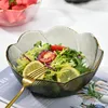 プレート小さな透明なガラスボウル家庭用食器フルーツサラダプレート金メッキ