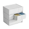 Cajón organizador de escritorio Blanco Simple, caja de almacenamiento de papelería cosmética para oficina y hogar, escritorio apilable, ahorro de espacio 240125