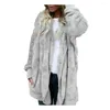 Women's Knits Winter Coat Cardigan Long Sleeve Women Hooded Reversible Faux Fur Pocket Midi