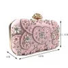 Satin Vintage Women Evening Bags Metal Flower Luxury Diamonds Clutch Black Color Rhinestones Chain Shoulder Handbags Night Bag 240131