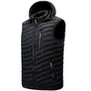 STG 2023 Mannen Mouwloze Donsvesten Effen Vest Met Capuchon Jassen Mode Mannelijke Winter Casual Zakken Vest Winddicht Jas 240125