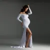 Sexy schulterfreie Umstandskleider für Poshoot Maxikleid Babyparty Frauen Schwangere Pografie Kleidung Langes Schwangerschaftskleid 240122