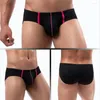 Cuecas masculinas cintura baixa bikini briefs deslizamento homem bolsa bulge gay calcinha para homens malha sexy natação