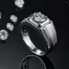 Кольца кластера 1 D-цвет, белое золото, муассанит, бриллиант, камень, стерлинговое серебро 925 пробы, для мужчин, обручальное кольцо, ювелирные изделия высокого качества