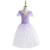 Stage Wear Robe de ballet longue en tulle doux romantique YAGP velours professionnel vert blanc à manches courtes filles costume compétition de Naples