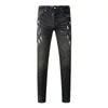 Jeans masculinos High Street Moda Homens Roxo Stretch Skinny Rasgado Cinza Pintado Designer Hip Hop Marca Biker