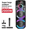 Power 2000W Caixa de Som Bluetooth SERS 듀얼 8 인치 가족 파티 노래방 사운드 박스 FM 마이크 240126이있는 실외 서브 우퍼 오디오 오디오