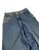 Retro Y2K Herren Jeans High Street bestickt Hip Hop Modemarke hohe Taille gerade Röhre lose weite Beinhose 240126