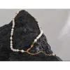 Yhpup Edelstahl Natürliche Perlen Handgefertigte Mode Wasserdichte Halskette für Frauen Böhmen Luxus Perlen Stylich Golden Schmuck 240125