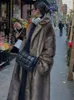 Trench lungo in pelliccia sintetica moda donna risvolto solido manica lunga cappotti soffici spessi autunno inverno chic lady streetwear cappotti 240124