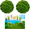 Flores decorativas Artificial Fake Moss Sphere Plantas verdes Hierba Vida eterna Paisaje Artesanía Mini para jardín El Decoración del hogar Paja