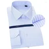 Chemises habillées pour hommes Chemise surdimensionnée en coton pur pour hommes à manches longues rayé solide formel homme 8xl col carré blanc vêtements confortables