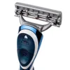 Rasoir de rasage bleu de marque QShave avec rasoir à lame pour hommes lame X3 240124