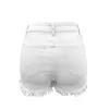 Shorts pour femmes Pantalons sexy pour femmes Glands Bord frangé Discothèque Denim Taille haute Boutonné Stretch Enveloppé Hanche