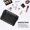 Förvaringspåsar svart mesh makeup väska se genom dragkedja påsar resor kosmetiska och toalettartiklar arrangör pack på 3 (s m l)